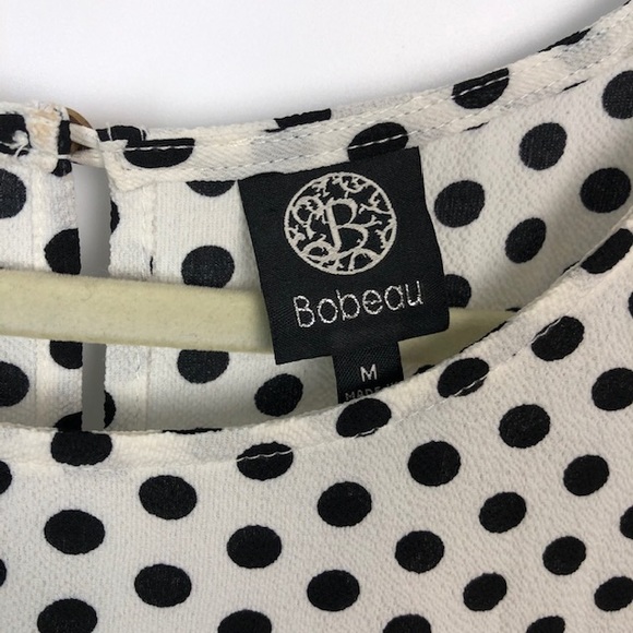 Bobeau polka dot black white top blouse medium - Picture 2 of 7